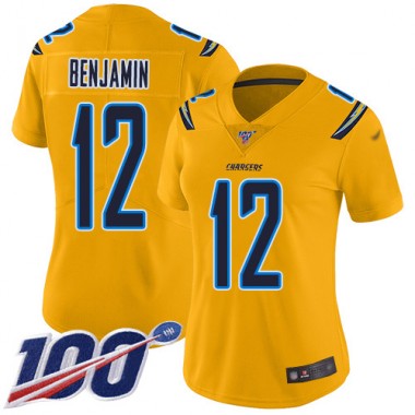 Los Angeles Chargers NFL Football Travis Benjamin Gold Jersey Women Limited #12 100th Season Inverted Legend->youth nfl jersey->Youth Jersey